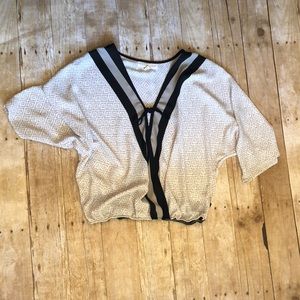 White, Black, Grey blouse